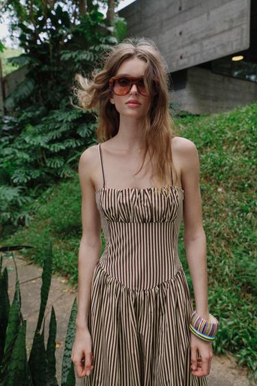 ROBE RAYÉE BIMATIÈRE EN POPELINE - rayures de Zara - Image 1