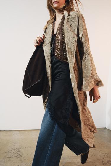 KIMONO EN VELOURS BRODÉ ZW COLLECTION LIMITED EDITION - Ocre de Zara - Image 1