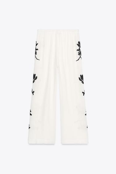 PANTALON BRODÉ ZW COLLECTION - Blanc / Noir de Zara - Image 6