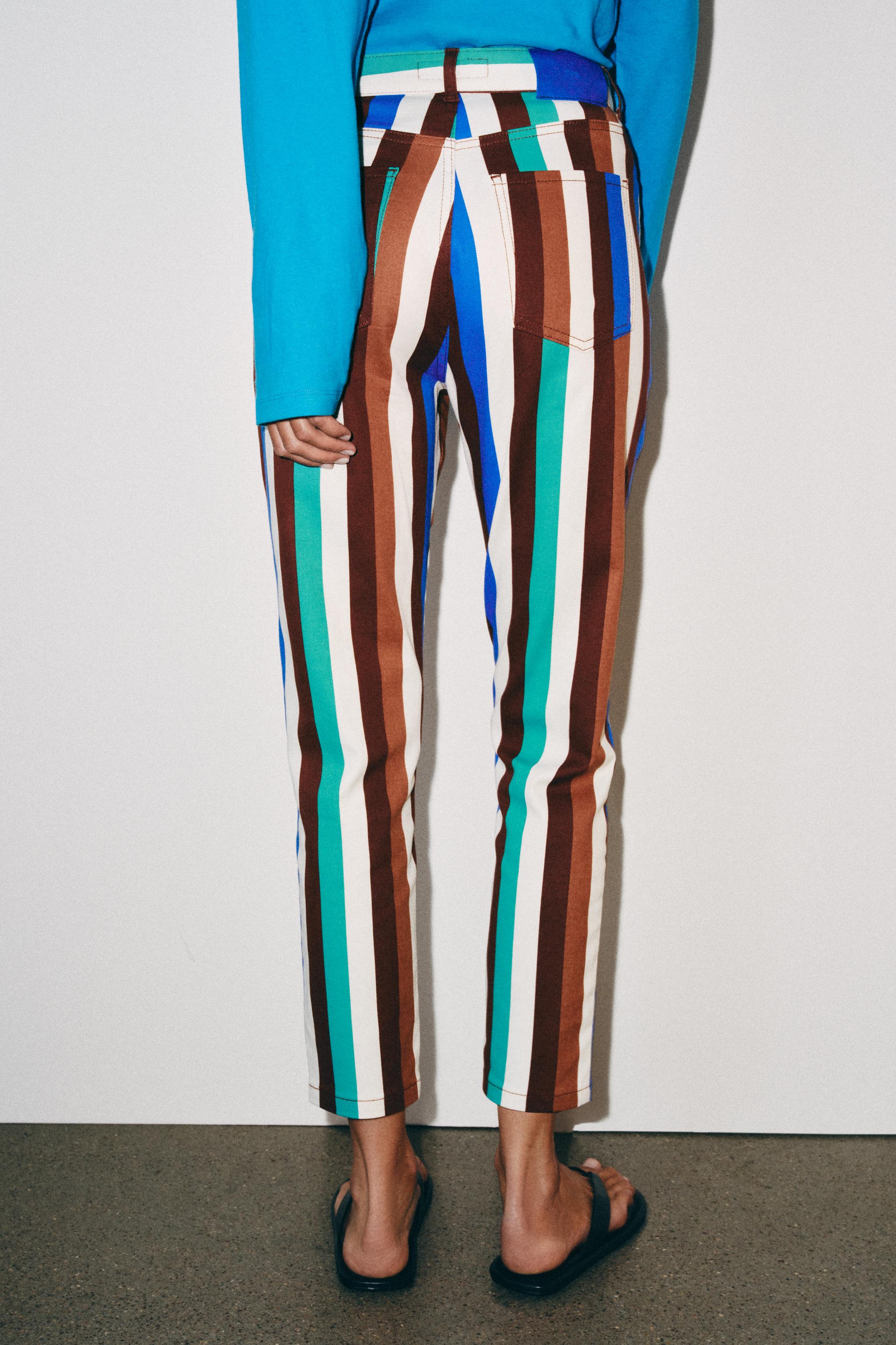 Женские брюки Zara STRIPED MOM FIT TROUSERS — фото 6