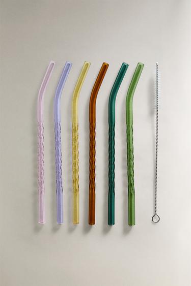 PACK OF COLOURED BOROSILICATE STRAWS (PACK OF 6) - Greens by Zara - Image 0