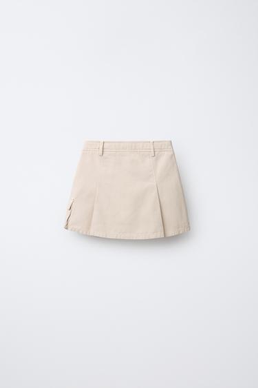 PLEATED SKIRT WITH POCKET - Light beige by Zara - Image 1
