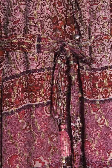 PATCHWORK PRINT MINI DRESS WITH BELT - Fuchsia by Zara - Image 7