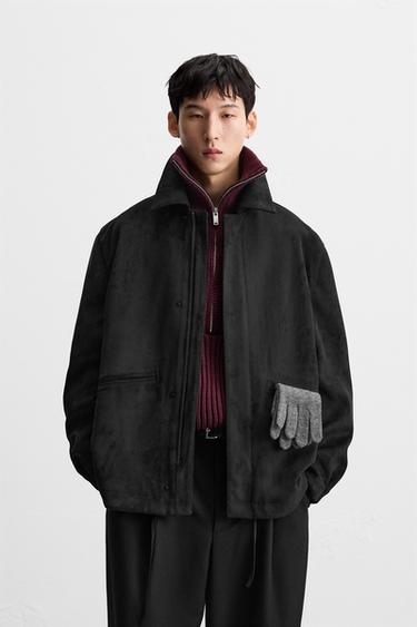 FAUX SUEDE JACKET - Black by Zara