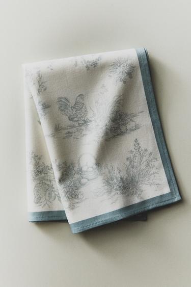 PACK OF TOILE TEA TOWELS (PACK OF 2) - Greenish by Zara - Image 4