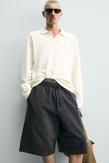 SHORT JOGGER RELAXED FIT EFFET DÉLAVÉ - Anthracite foncé de Zara - Image 4