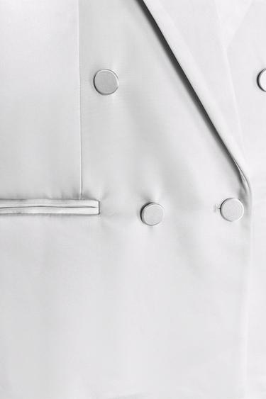 OVERSIZE SATIN BLAZER - Pearl grey by Zara - Image 6