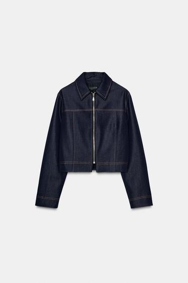 CHAQUETA PESPUNTES CONTRASTE - Índigo de Zara
