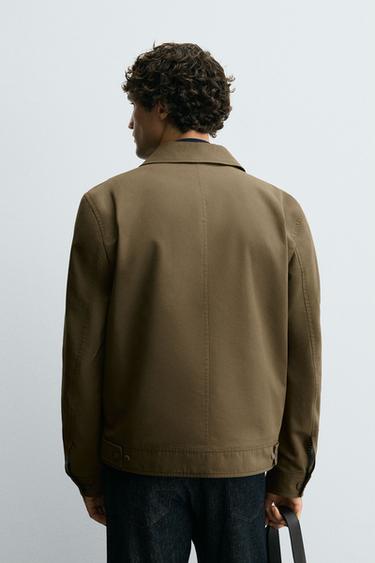 VESTE TECHNIQUE MÉLANGE DE COTON - Vert huile de Zara - Image 2