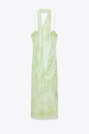 TULLE MIDI DRESS WITH SCARF - Greens by Zara - Image 5