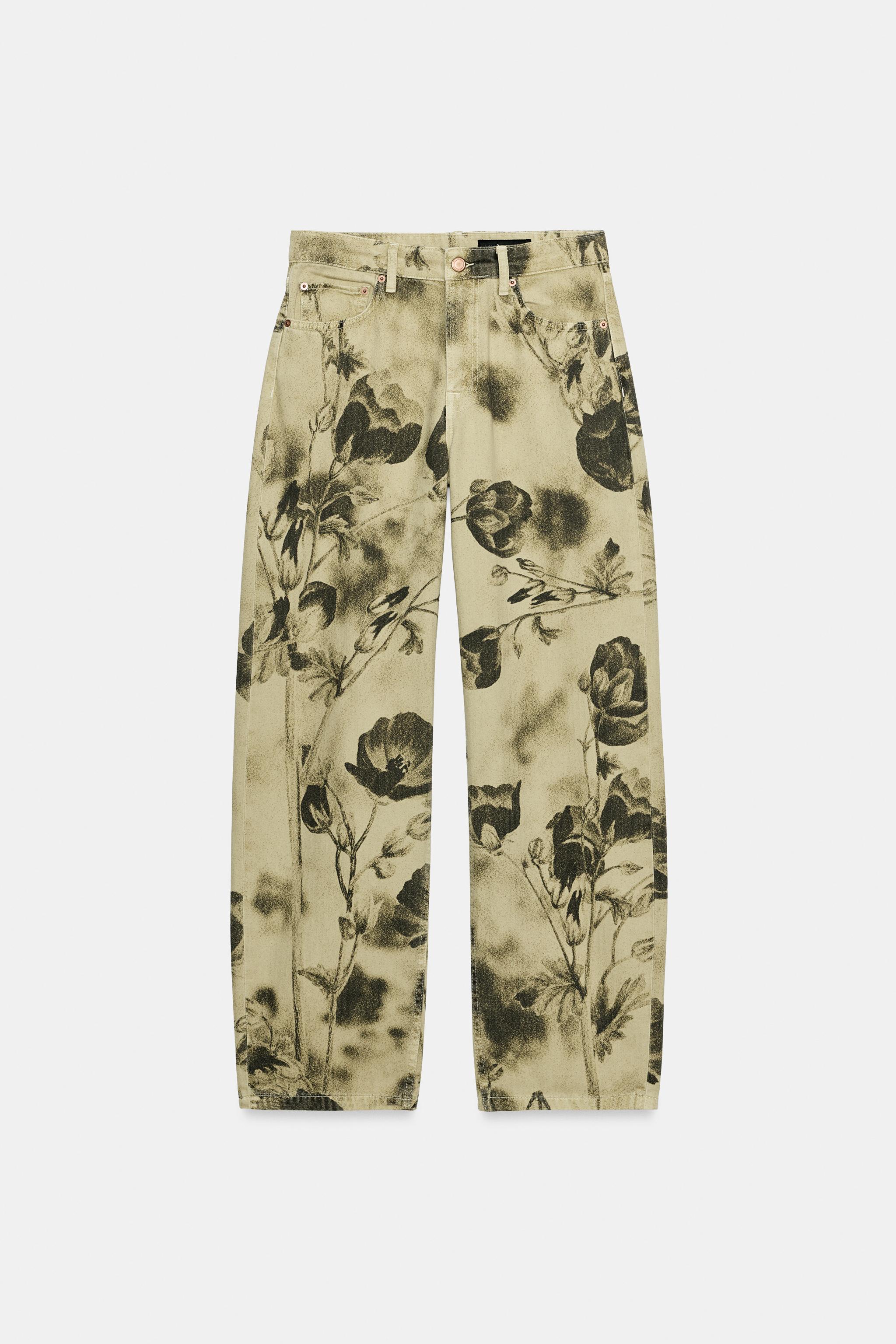JEANS ZW COLLECTION BARREL TAILLE MOYENNE À FLEURS