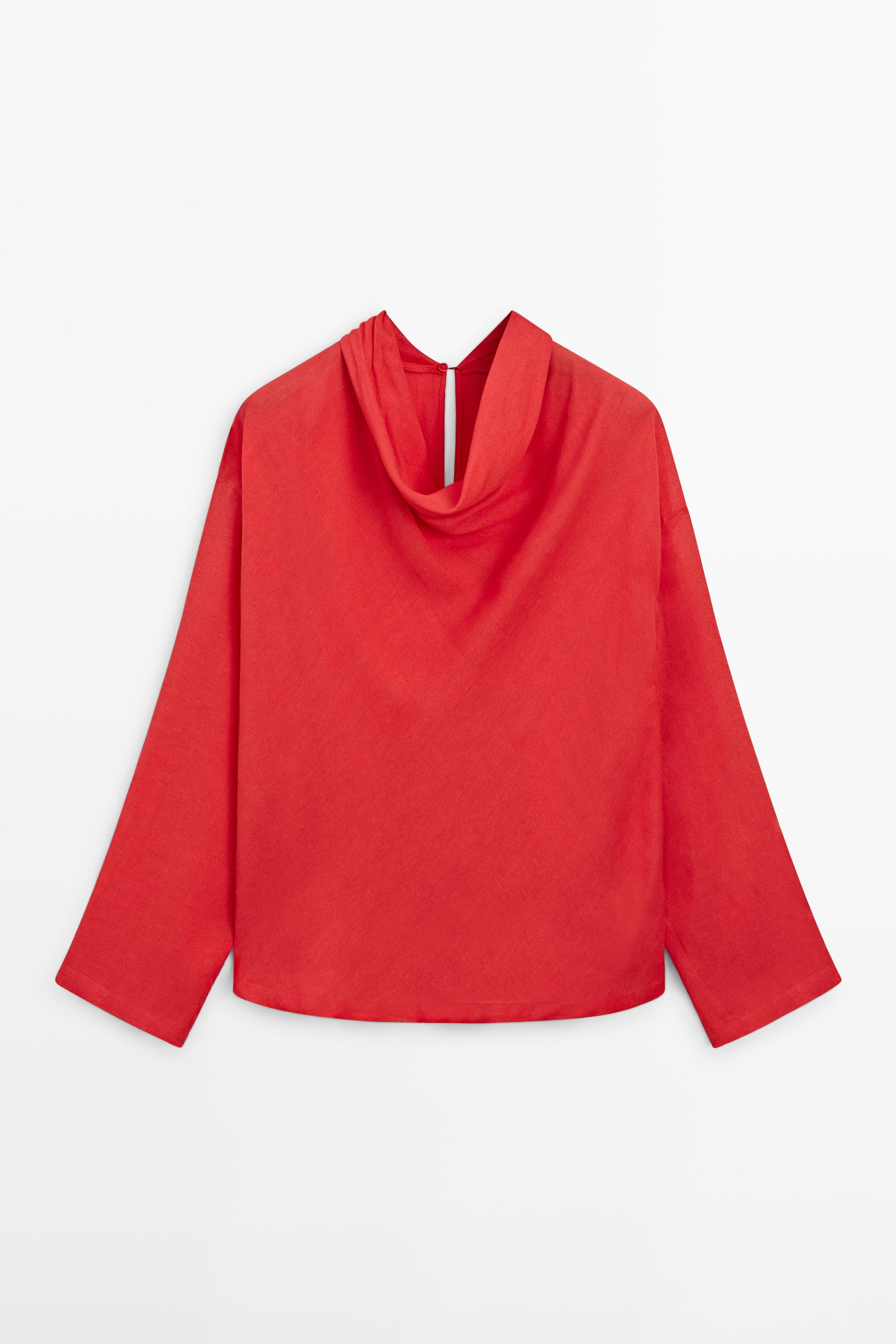 Flowing blouse with draped collar