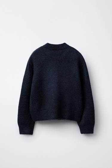 PULL EN MAILLE AVEC CHIEN - Bleu marine de Zara - Image 1