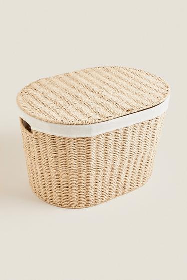 OVAL FABRIC-LINED LAUNDRY BASKET - Light beige by Zara - Image 1