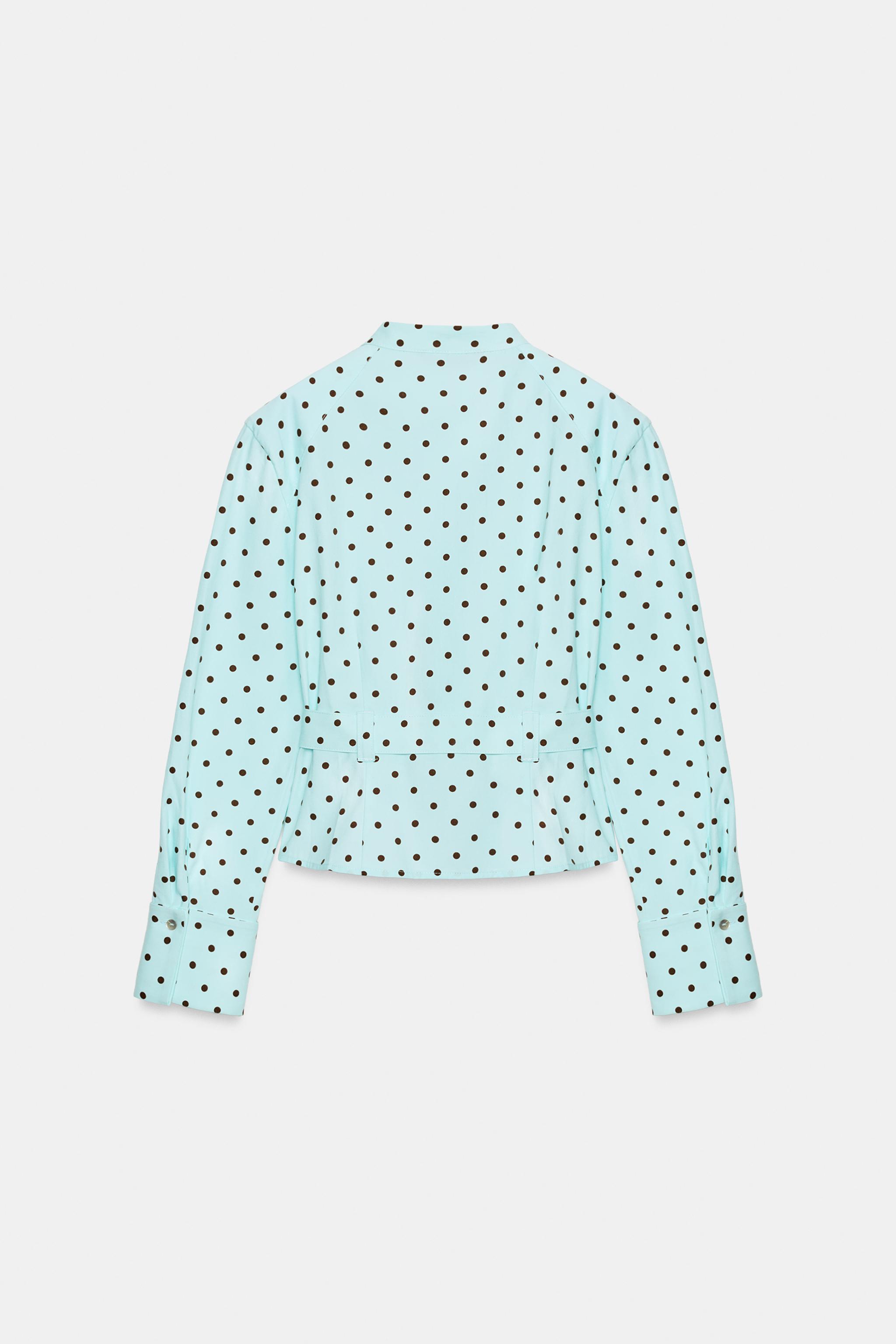 ドット柄シャツジャケット - ホワイト/ブラック | ZARA Japan / 日本