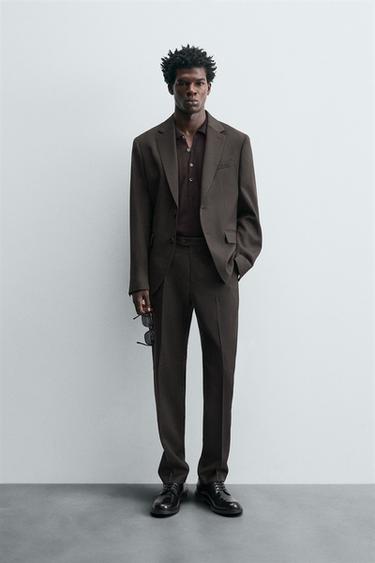 100% WOOL SUIT TROUSERS - Brown by Zara