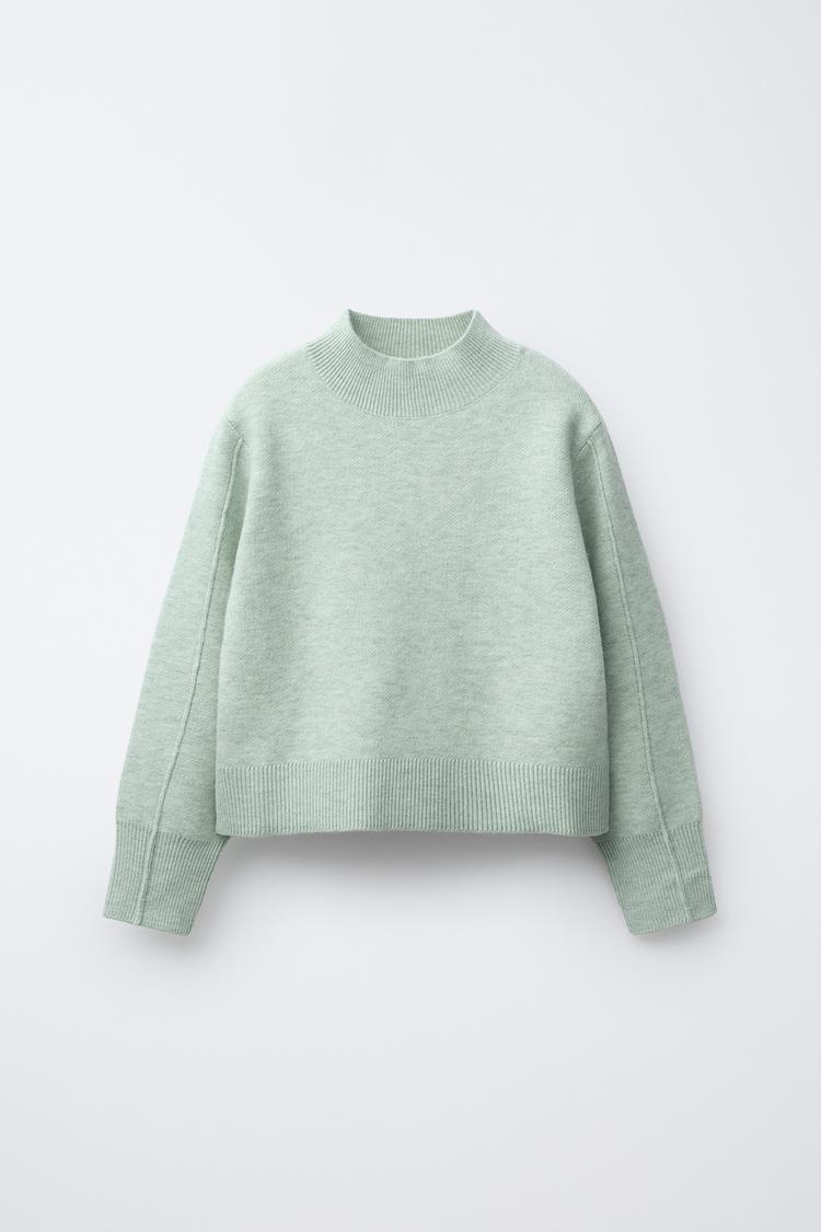 PLAIN KNIT SWEATER Light green ZARA India