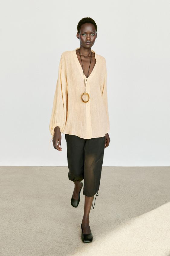 Pleated linen blend shirt from Zara - $160
