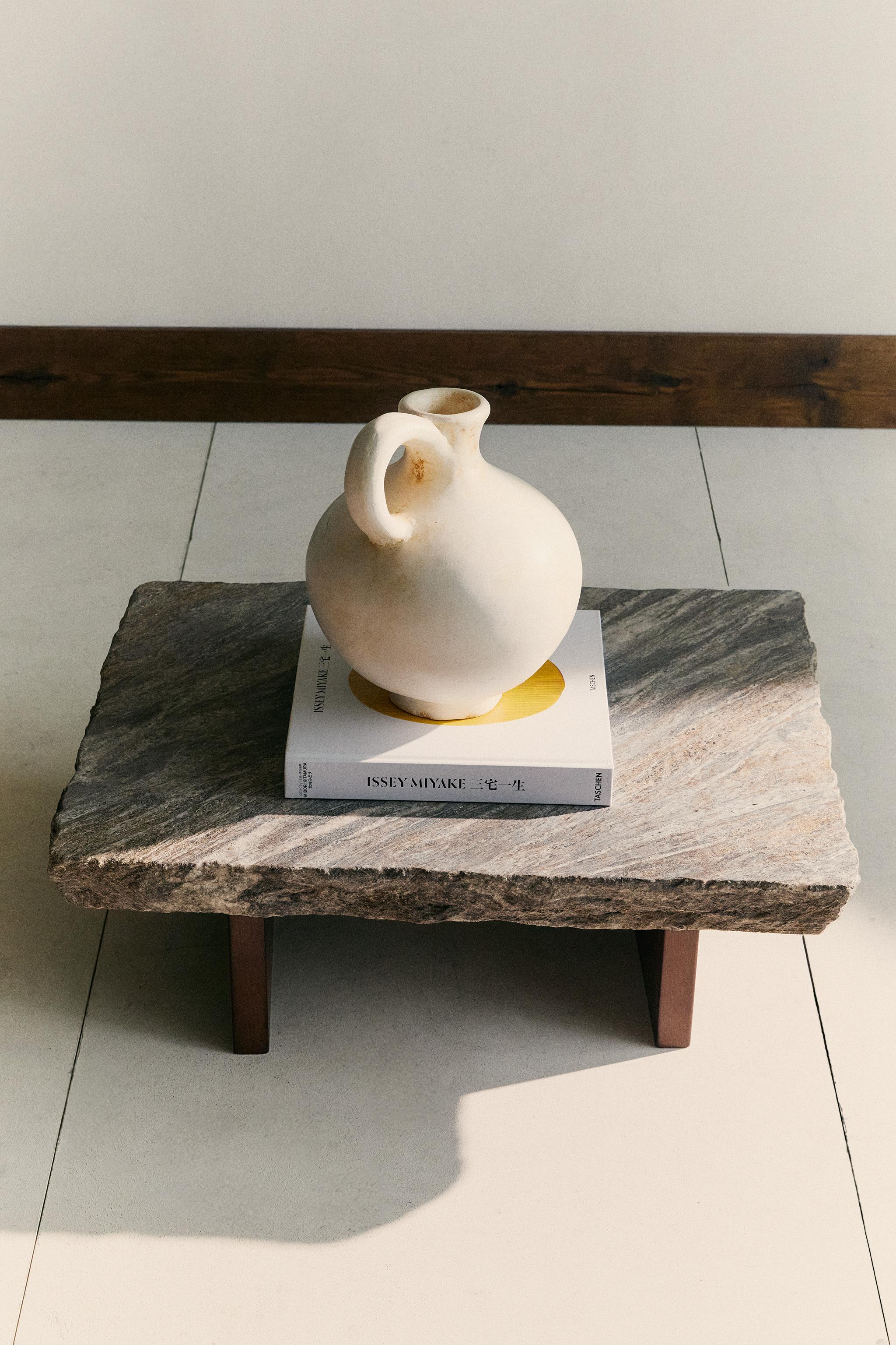 MARBLE AND WOOD COFFEE TABLE