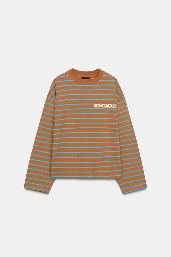 STRIPED TEXT T-SHIRT