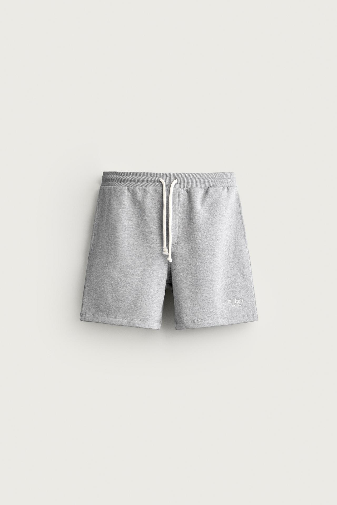 0FR. PARIS X ZARA EMBROIDERED BERMUDA SHORTS — Gray marl