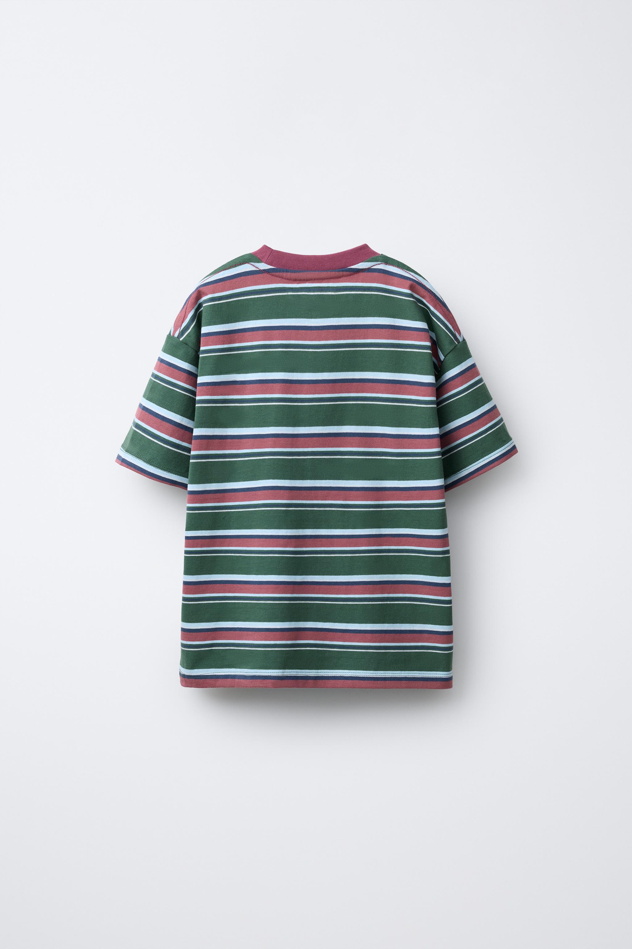 STRIPED PRINT T-SHIRT - Blue | ZARA United States