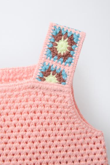 CROCHET KNIT TOP - Neon pink by Zara - Image 2