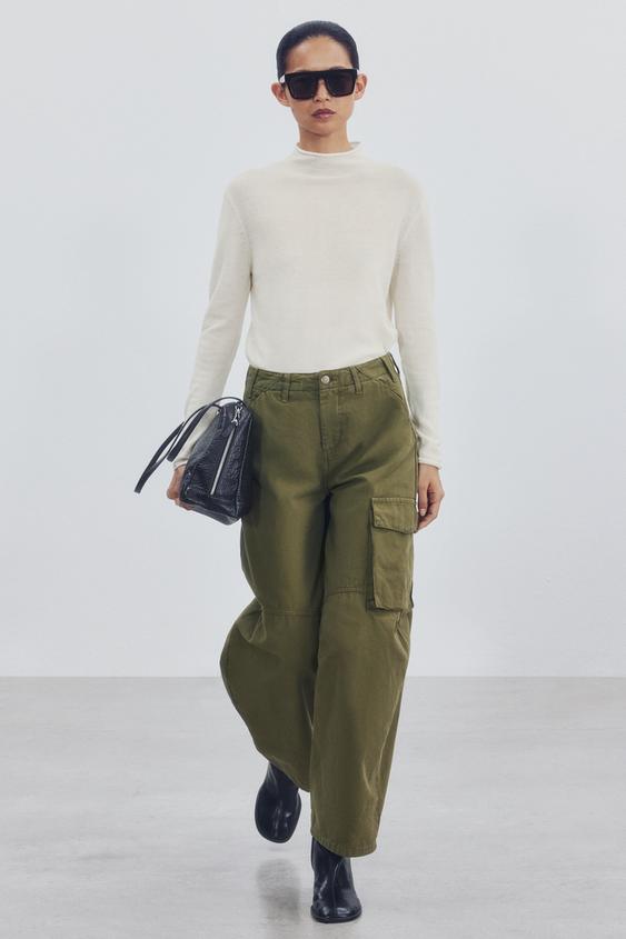 Zara EXTRA-SOFT 100% WOOL MOCK NECK SWEATER - Ecru - Image 0