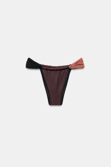 TULLE CURTAIN BIKINI BOTTOMS - Black by Zara