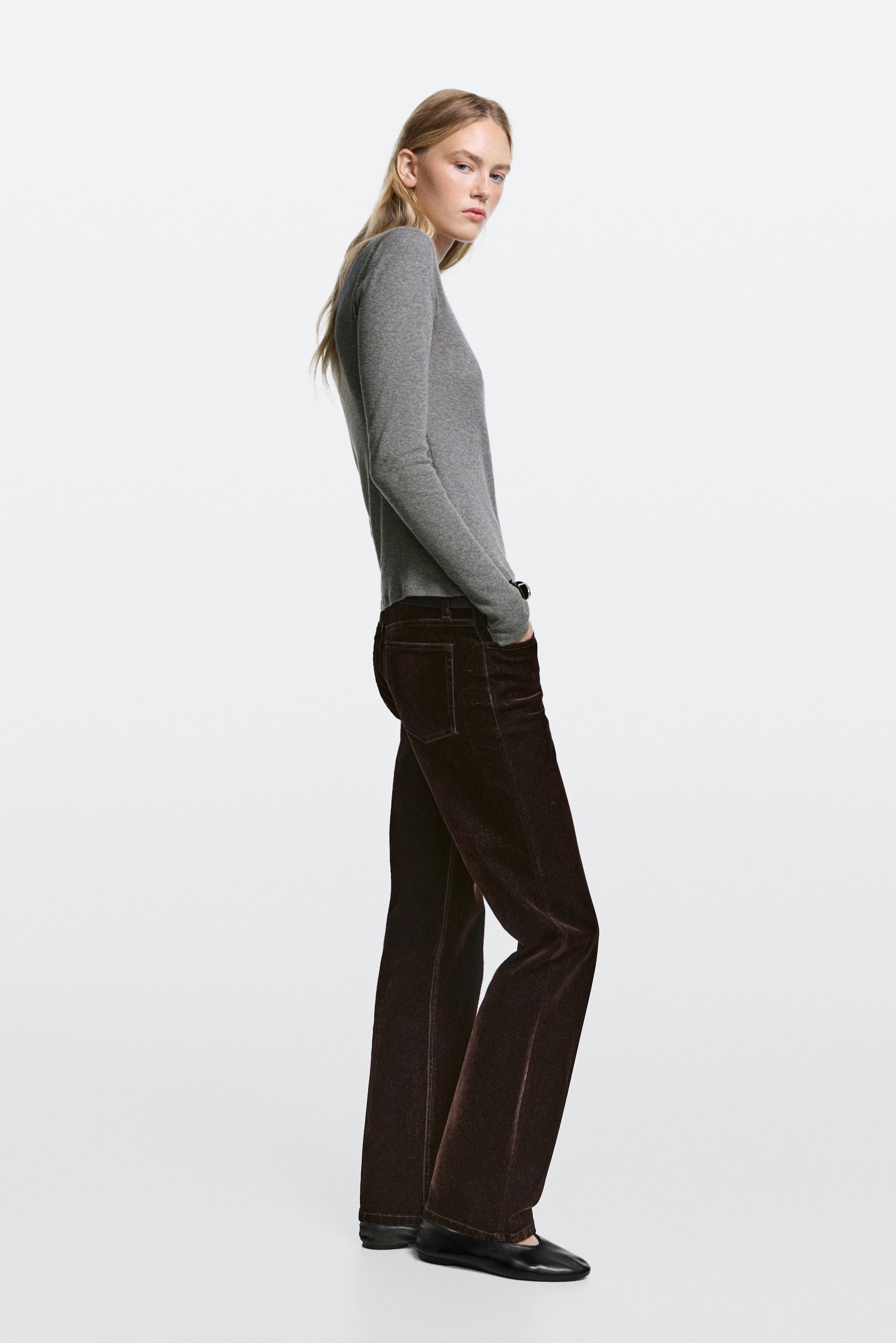 Jean straight taille basse fini floqué