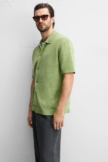 CHEMISE EN MAILLE À TEXTURE BOUCLÉ - Vert de Zara - Image 5
