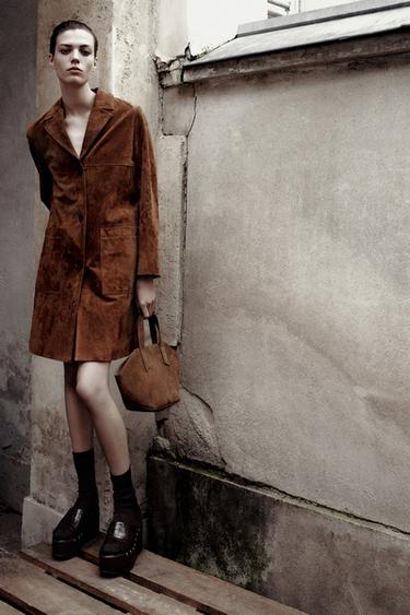SPLIT SUEDE MINI TOTE BAG - Green by Zara - Image 0