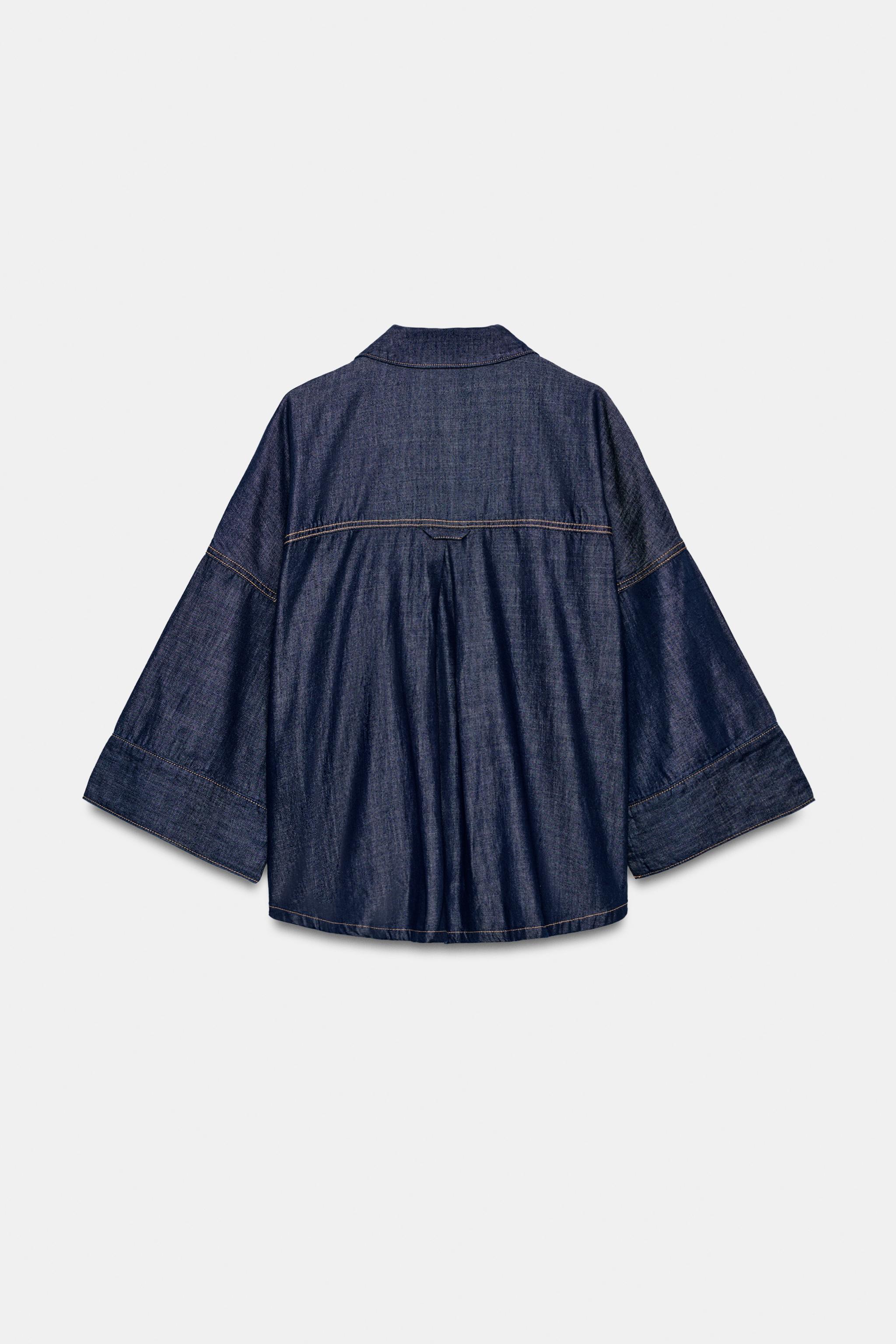 Женские рубашки Zara Z1975 WIDE SLEEVE DENIM SHIRT — фото 9