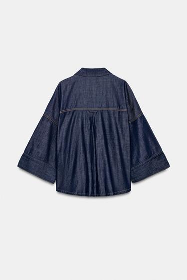 CHEMISE Z1975 EN DENIM À MANCHES LARGES - Bleu de Zara - Image 8