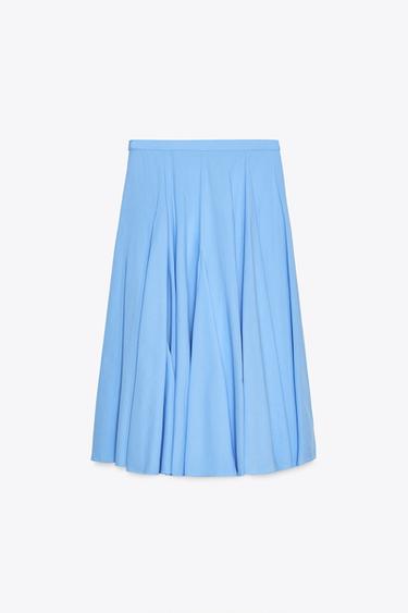 ZW COLLECTION FLARED COTTON SKIRT - Light blue by Zara - Image 5