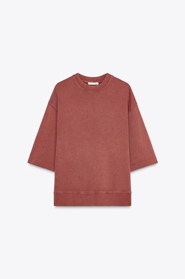 OVERSIZE PULOVER Z UČINKOM SPRANEGA - Bordo rdeča od Zare