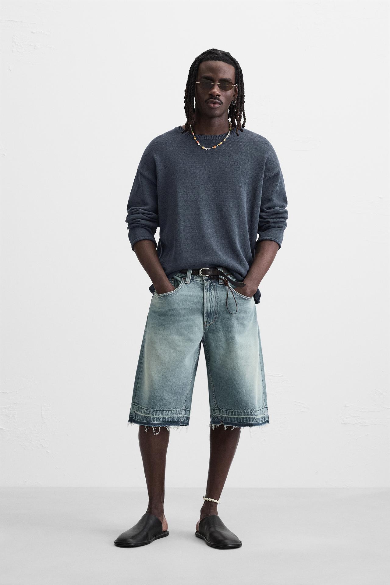 BAGGY-FIT BERMUDA JORTS - Mid-blue by Zara