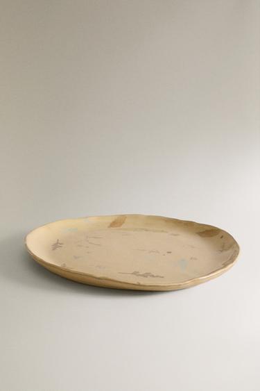STONEWARE DINNER PLATE WITH DESIGNS - Beige by Zara - Image 1