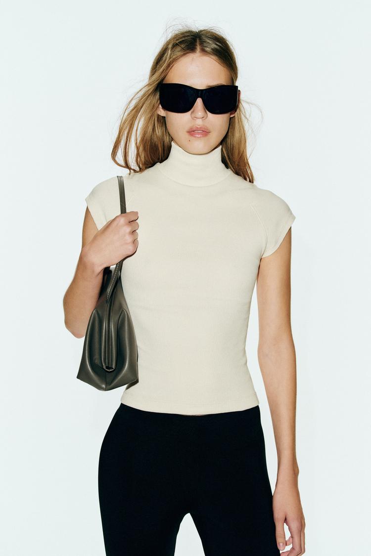 Zara High neck rib t-shirt