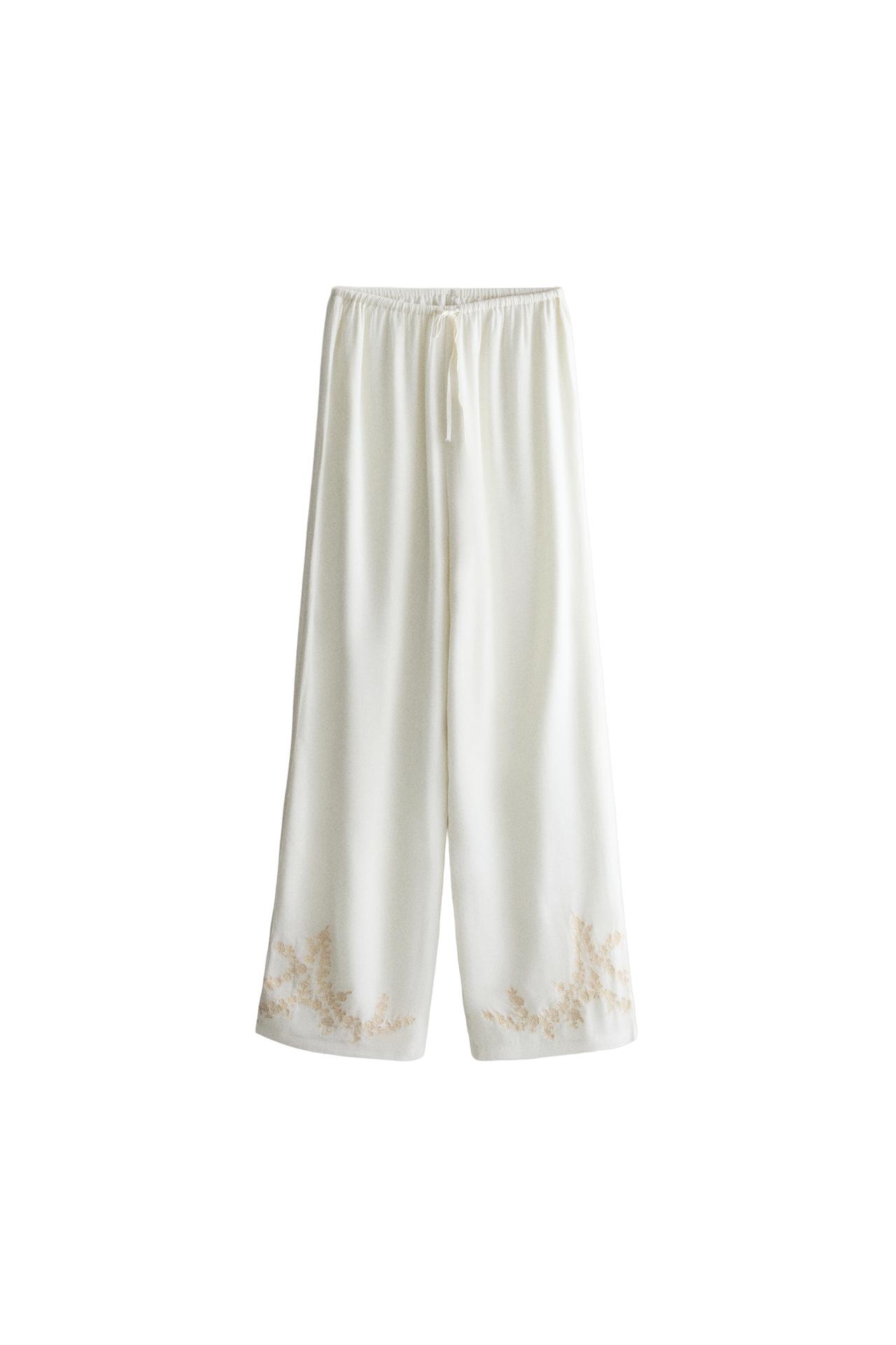 EMBROIDERED SUEDE TROUSERS
