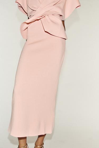 KNIT MIDI SKIRT - Pastel pink by Zara