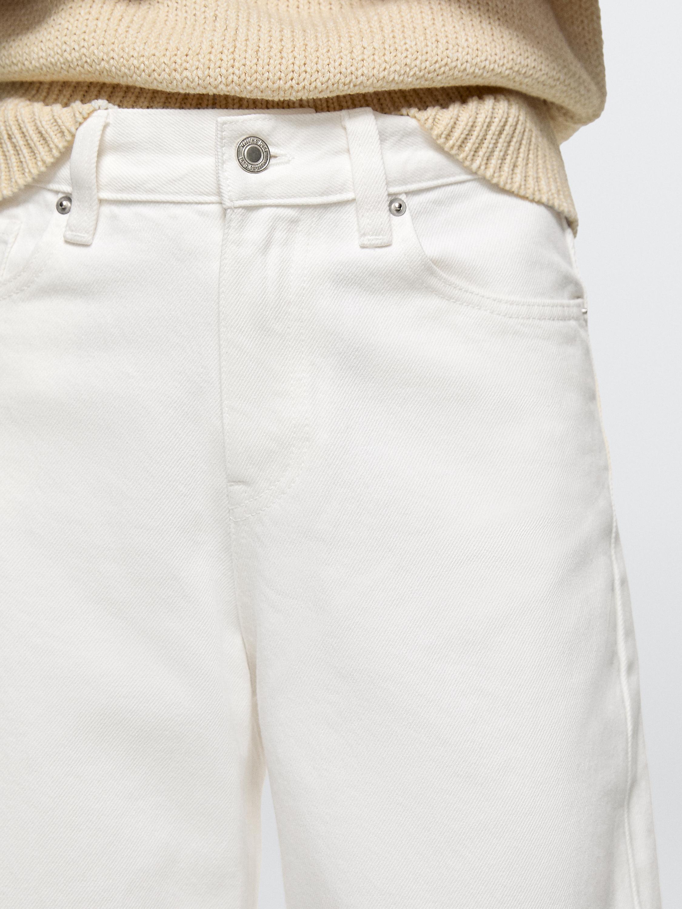 Jean wide leg cropped taille moyenne