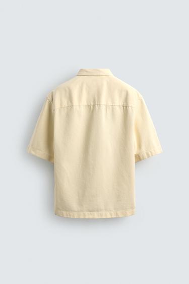EMBROIDERED TEXTURED OVERSHIRT - Yellow by Zara - Image 8