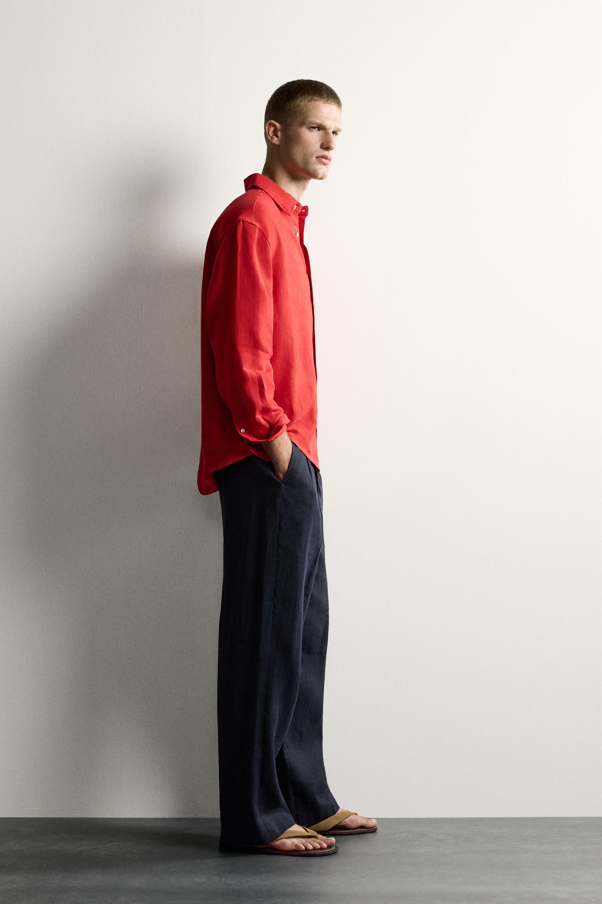 Zara %100 KETEN RELAXED FIT GÖMLEK görsel 4