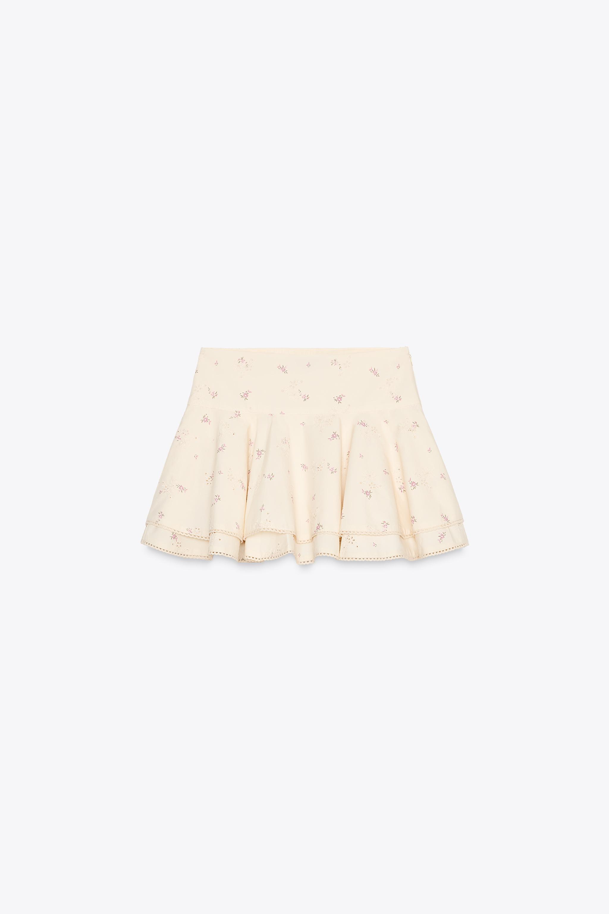 EMBROIDERED FLORAL MINI SKIRT - Vanilla | ZARA Canada