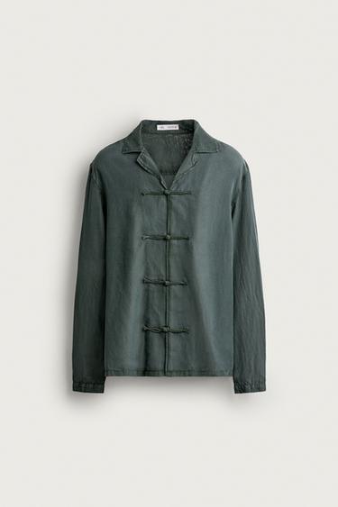 РУБАШКА СВОБОДНОГО КРОЯ С АЛАМАРАМИ — ЗЕЛЕНЫЙ от Zara