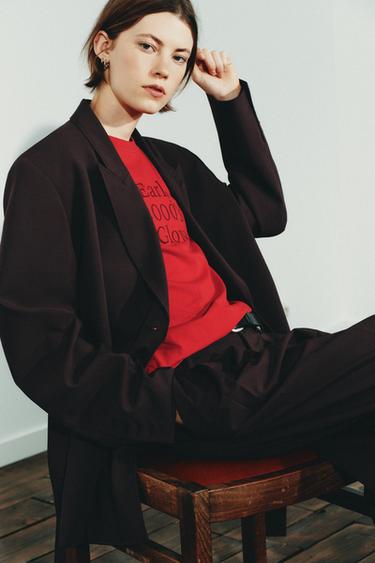 BELTED BLAZER - Dark burgundy by Zara - Image 3