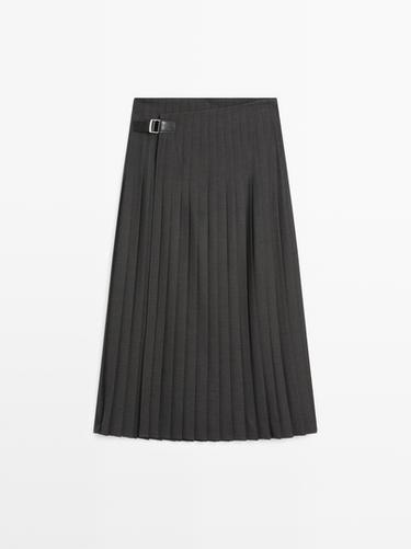 Zara Pleated midi skirt with appliqué - Gray