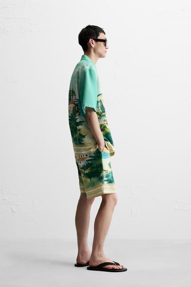 LANDSCAPE PRINT BERMUDA SHORTS - Green by Zara - Image 3
