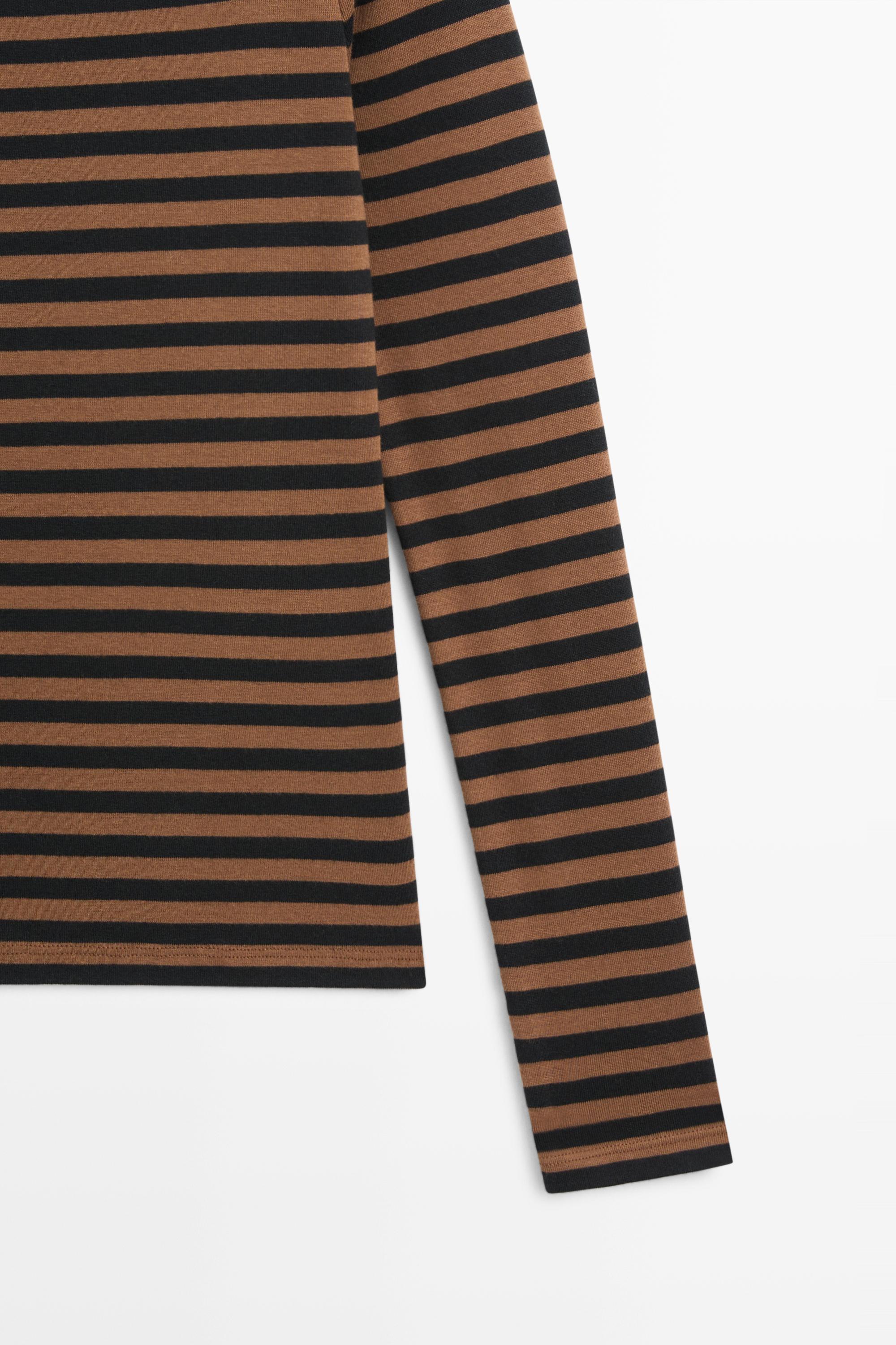 100% cotton striped boat neck T-shirt